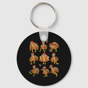 Thanksgiving Turkey Football Players Quarterback R Key Ring