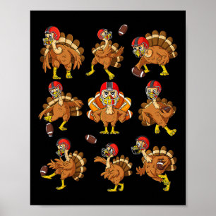 Thanksgiving Turkey Football Players Quarterback R Poster