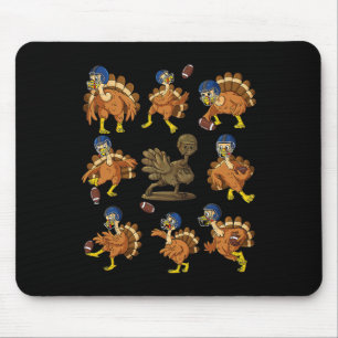 Thanksgiving Turkey Football Players Receiver Quar Mouse Pad