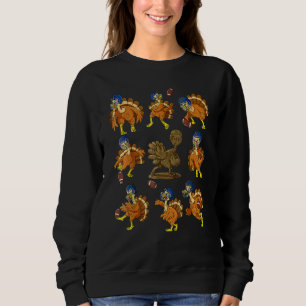 Thanksgiving Turkey Football Players Receiver Quar Sweatshirt