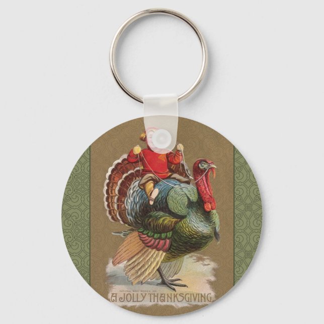 Thanksgiving Turkey Funny Children Key Ring (Front)