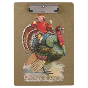Thanksgiving Turkey Funny Vintage Greetings Clipboard