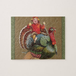 Thanksgiving Turkey Funny Vintage Greetings Jigsaw Puzzle