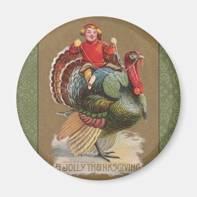 Thanksgiving Turkey Funny Vintage Greetings Magnet (Front)