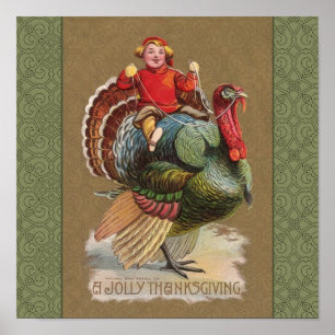 Thanksgiving Turkey Funny Vintage Greetings Poster