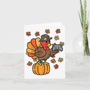 Thanksgiving Turkey Gamer Gaming Fall Boys Kids Me Card
