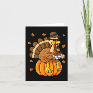 Thanksgiving Turkey Gamer Pumpkin Boys Kids Teens Card