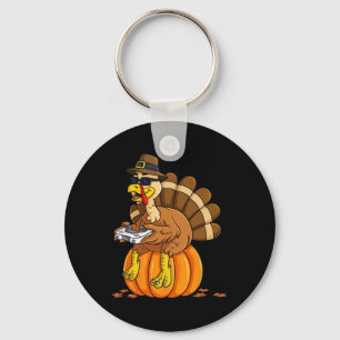 Thanksgiving Turkey Gamer Pumpkin Boys Kids Teens Key Ring