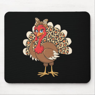 Thanksgiving Turkey Girl Fall Animal Art Mouse Pad