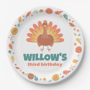 Thanksgiving Turkey Gobble Gobble Birthday Paper Plate