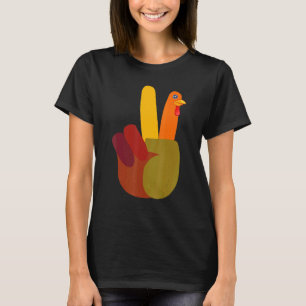 Thanksgiving Turkey Hand Peace Sign Boys Kids Ns T-Shirt