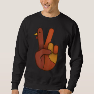 Thanksgiving Turkey Hand Peace Sign  Thanksgiving Sweatshirt