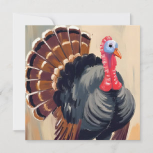 Thanksgiving Turkey   Happy Thanksgiving Painted Holiday Card