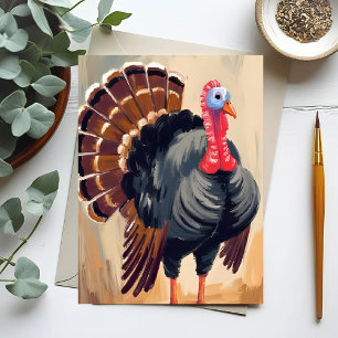 Thanksgiving Turkey Happy Thanksgiving Painted Holiday Postcard