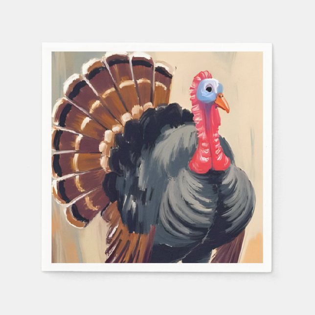 Thanksgiving Turkey | Happy Thanksgiving Party Napkin (Front)