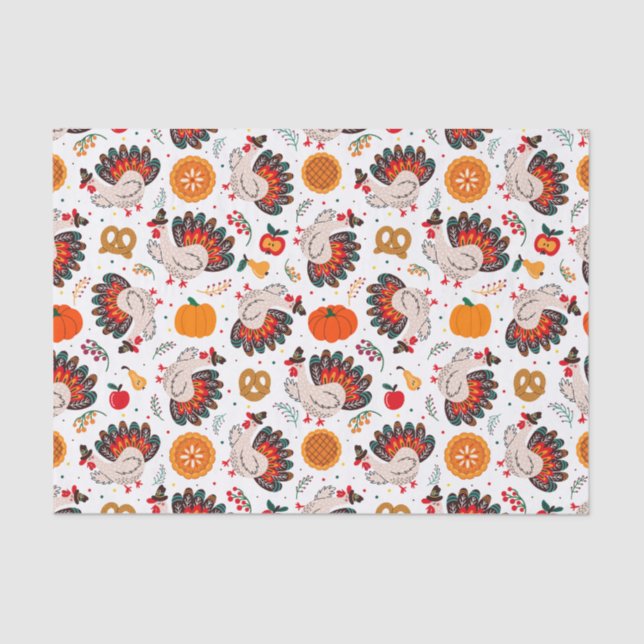 Thanksgiving Turkey, Harvest and Treats Tissue Paper (Front)