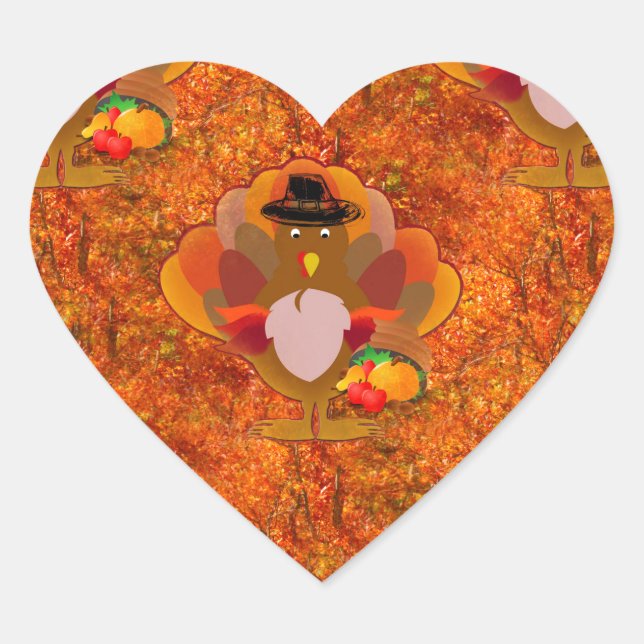 thanksgiving turkey heart sticker (Front)