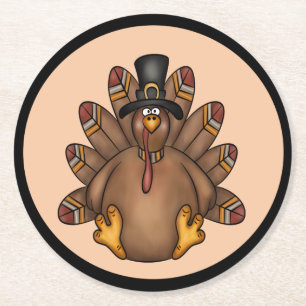 Thanksgiving Turkey Holiday Round Paper Coaster