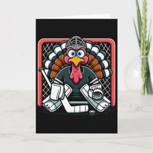 Thanksgiving Turkey Ice Hockey Goalie Youth Boys T Card