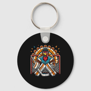 Thanksgiving Turkey Ice Hockey Goalie Youth Boys T Key Ring