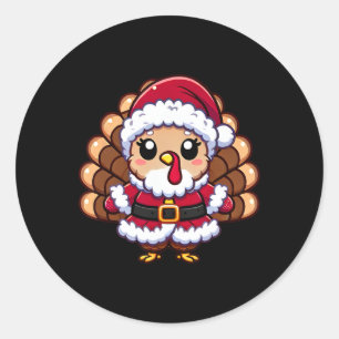 Thanksgiving Turkey In Santa Disguise Funny Humor Classic Round Sticker