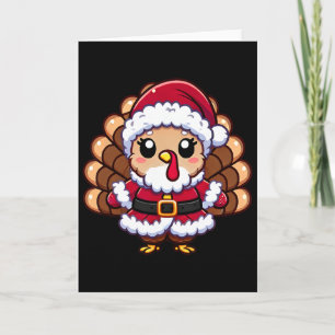 Thanksgiving Turkey In Santa Disguise Funny Humour Card
