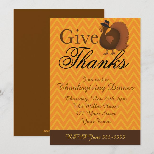 Thanksgiving Turkey Invitation (Front/Back)