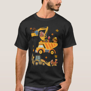 Thanksgiving Turkey kids boy truck Construction Ve T-Shirt