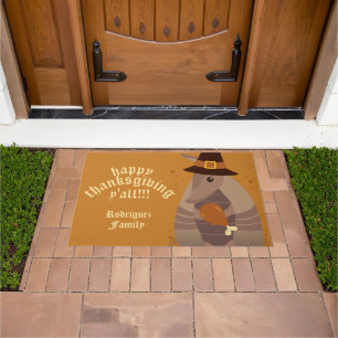 Thanksgiving Turkey Leg Armadillo Texas Doormat