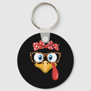 Thanksgiving Turkey Leopard Gles Gifts Lady Women Key Ring