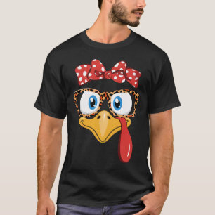 Thanksgiving Turkey Leopard Gles Gifts Lady Women  T-Shirt