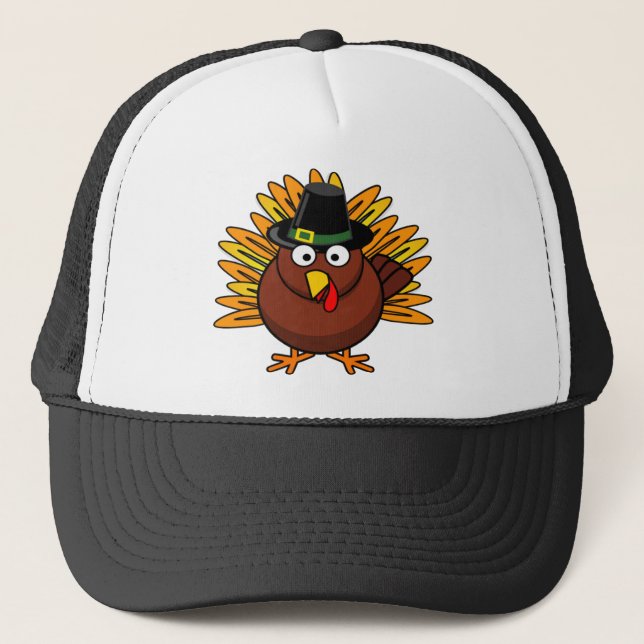 Thanksgiving Turkey Logo Create a Holiday Gift Trucker Hat (Front)