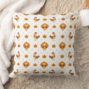 Thanksgiving Turkey Maple Leaves Pattern Cushion