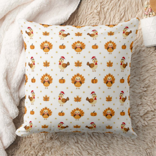 Thanksgiving Turkey Maple Leaves Pattern Cushion (Blanket)