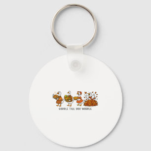 Thanksgiving Turkey Men Women Kids Gobble Till You Key Ring