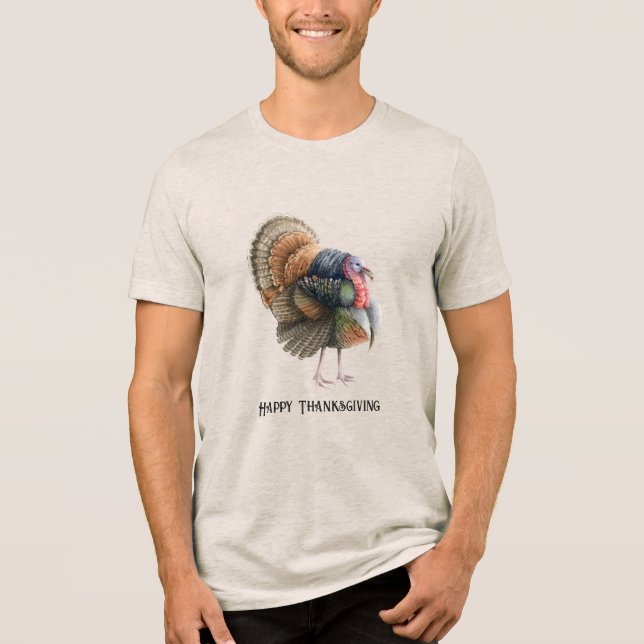 Thanksgiving Turkey Men's T-Shirt Tri-Blend Shirt (Front)