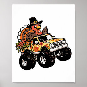 Thanksgiving Turkey Monster Truck Fall Toddler Boy Poster