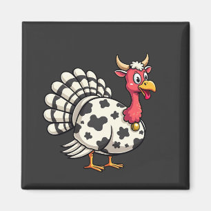 Thanksgiving Turkey Moo Cow Head Funny Fall Family Magnet