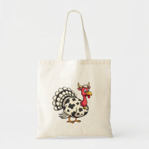 Thanksgiving Turkey Moo Cow Head Funny Fall Family Tote Bag