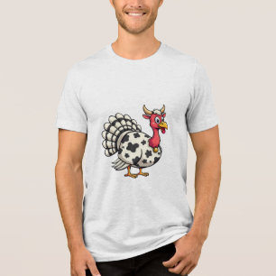 Thanksgiving Turkey Moo Cow Head Funny Fall Family Tri-Blend Shirt
