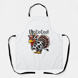 Thanksgiving Turkey Moo Cow Head Funny Fall Men Wo Apron