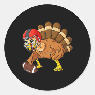 Thanksgiving Turkey Offensive Centre Football Boys Classic Round Sticker