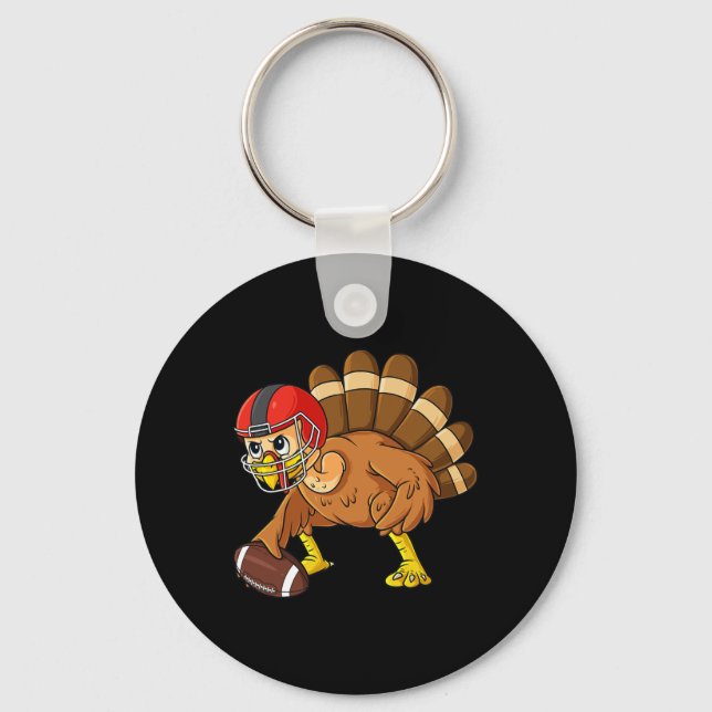 Thanksgiving Turkey Offensive Centre Football Boys Key Ring (Front)