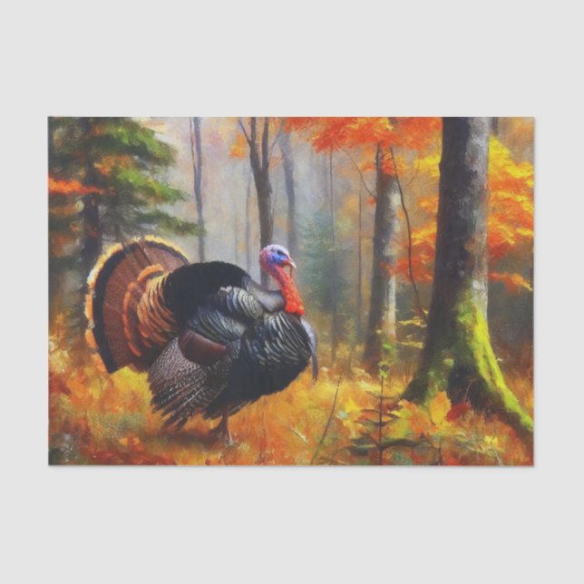 Thanksgiving Turkey Oil Painting Decoupage Tissue Paper (Front)