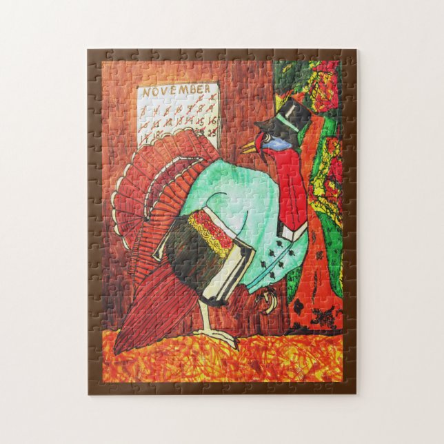 THANKSGIVING TURKEY ON THE RUN jigsaw puzzle (Vertical)