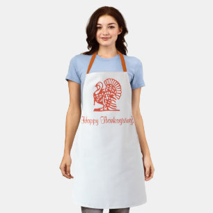 Thanksgiving Turkey Orange All-Over Print Apron