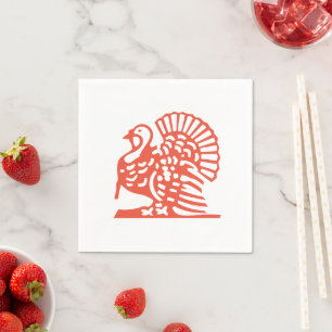 Thanksgiving Turkey Orange Gobble 4Pat Napkin