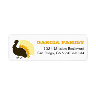 Thanksgiving turkey orange return or mailing address label