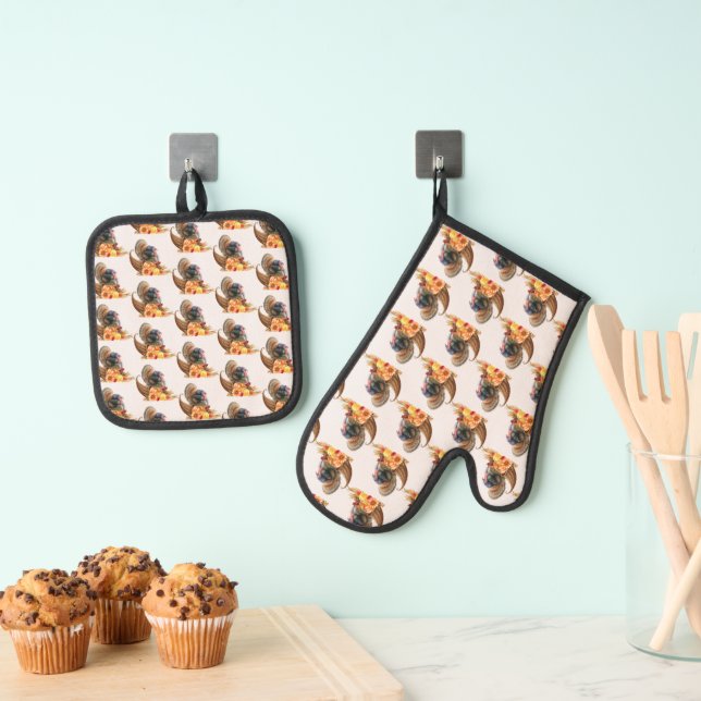 Thanksgiving Turkey Oven Mitt & Pot Holder Set (Insitu(Hanging))