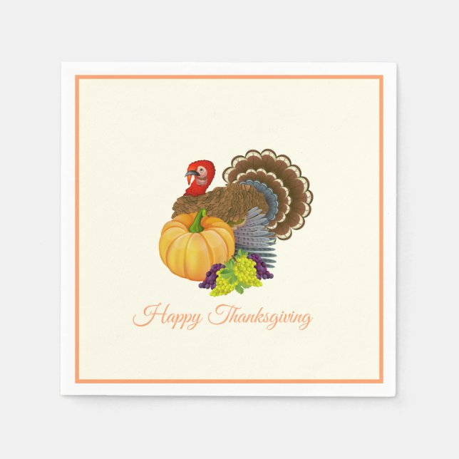 Thanksgiving Turkey Paper Napkins (Front)